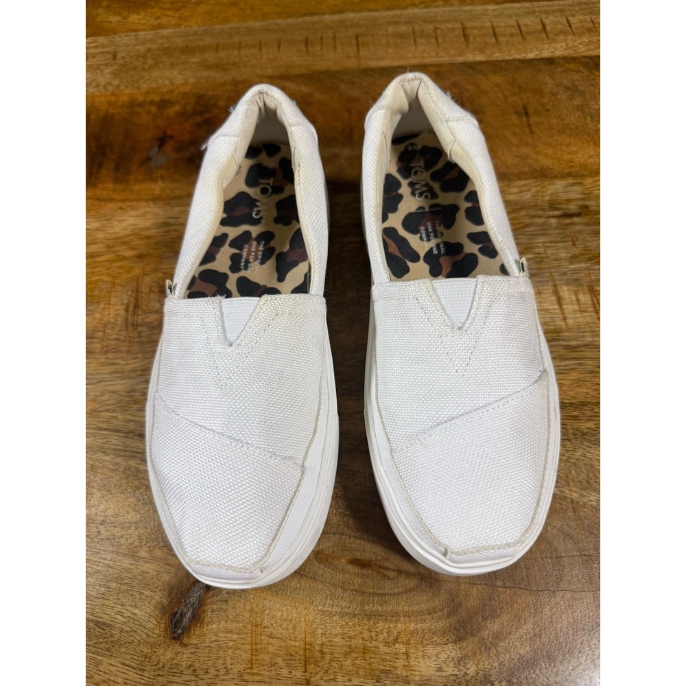 TOMS Alpargata Lug Platform Slip On Sneakers Womens Size 9 White Canvas